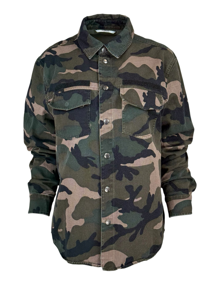Valentino Size 40 Men's Camoflage Military Shirt Long Sleeve
