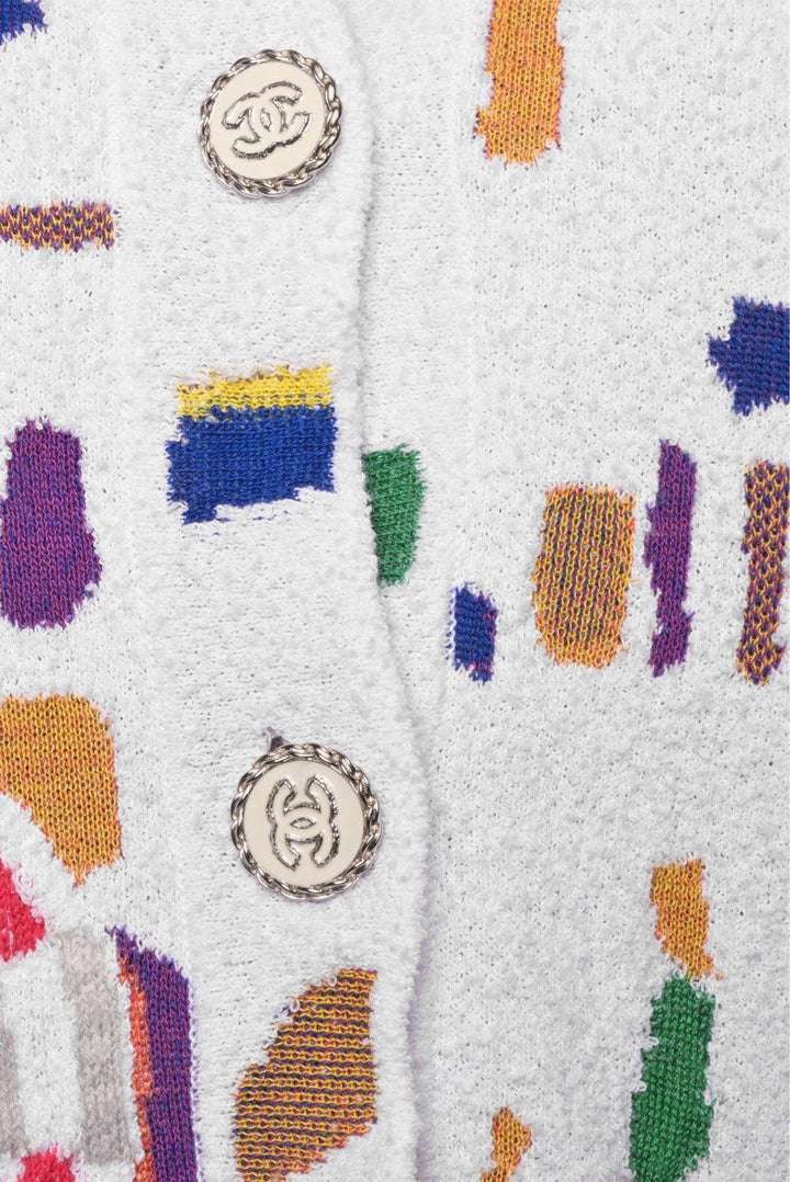 Chanel Patterned Logo Button Size 34 Cardigan