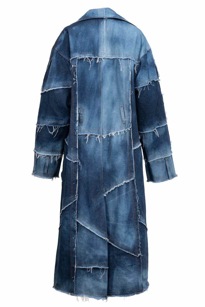 Paloma Lira Size XL Sample Upcycled Patchwork Denim Trench Coat