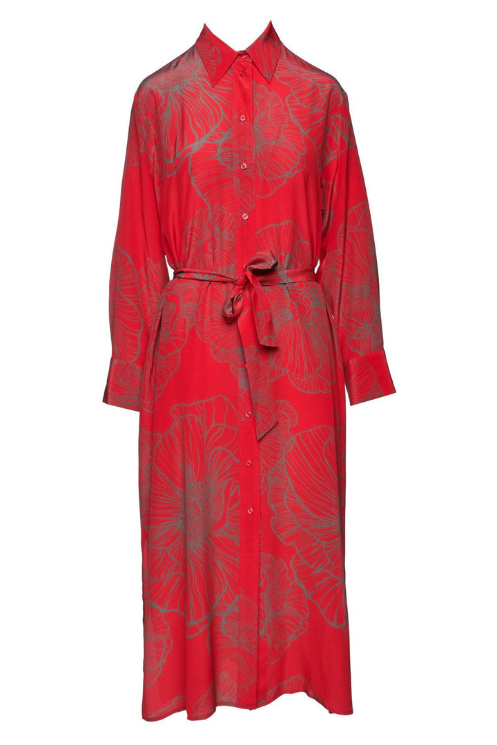 Lu Li Lina Size L Maxi Silk Shirt Dress