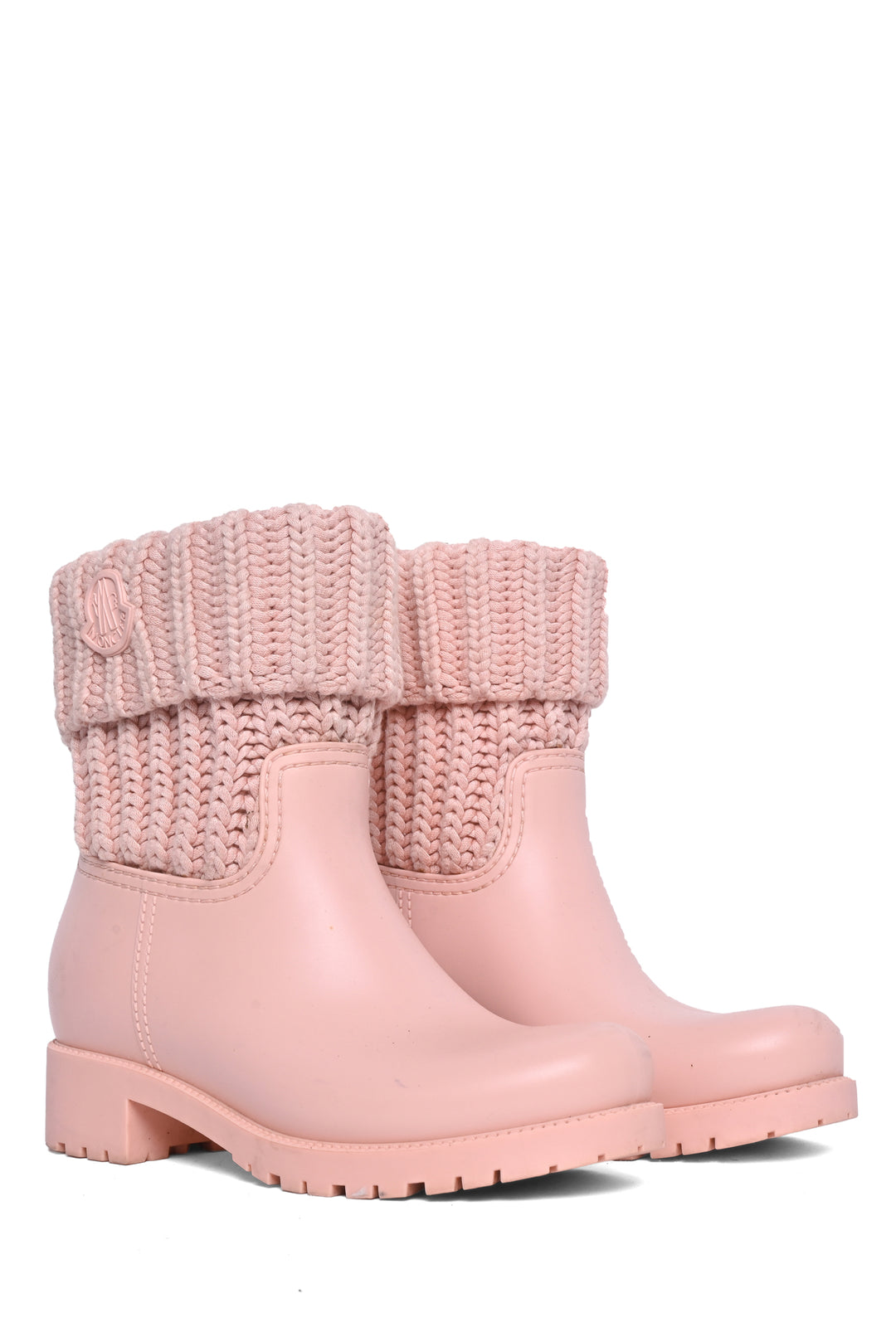 Moncler Size 36 Ginette Knit Cuff Rubber Ankle Boots