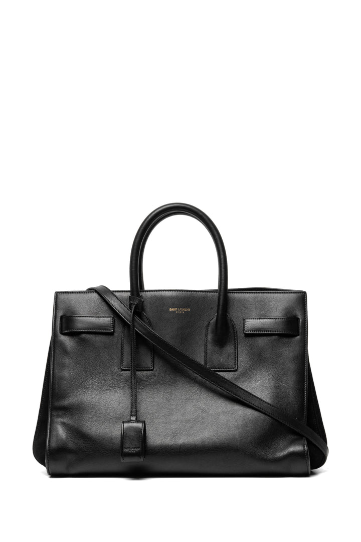 Saint Laurent Medium Smooth Leather & Suede Supple Sac De Jour Tote