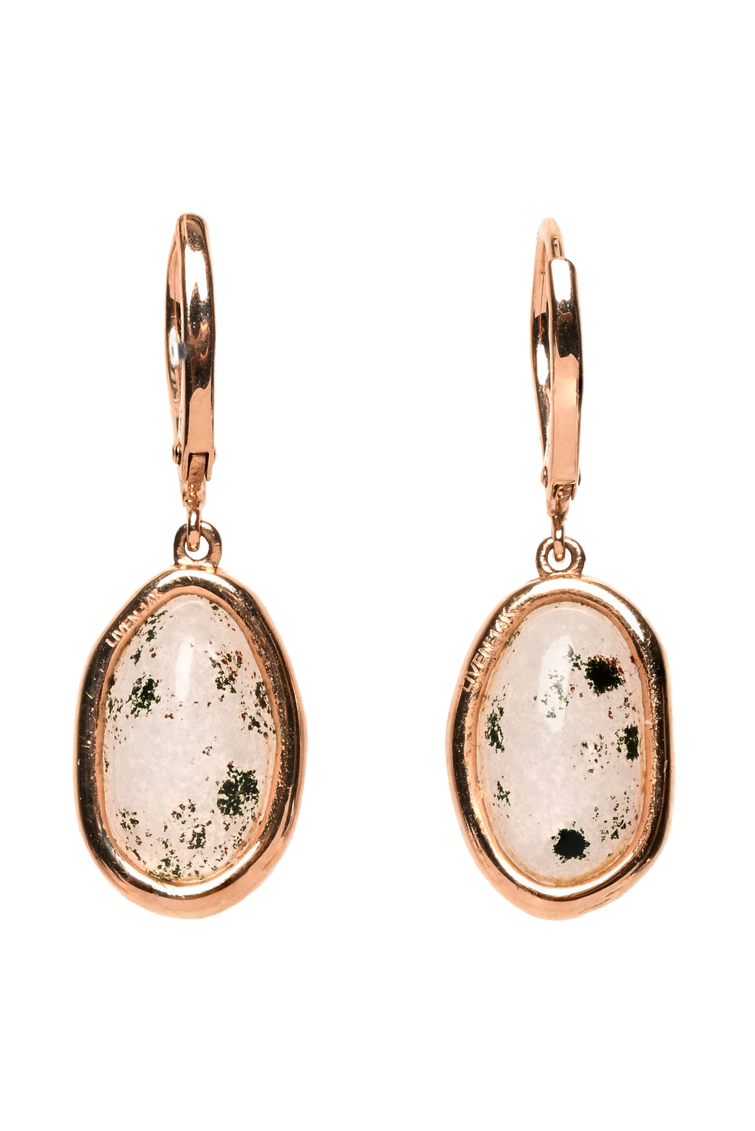 Liven Co 14K Rose Gold Small Organic Shape Labradorite & Diamond Drop Earrings