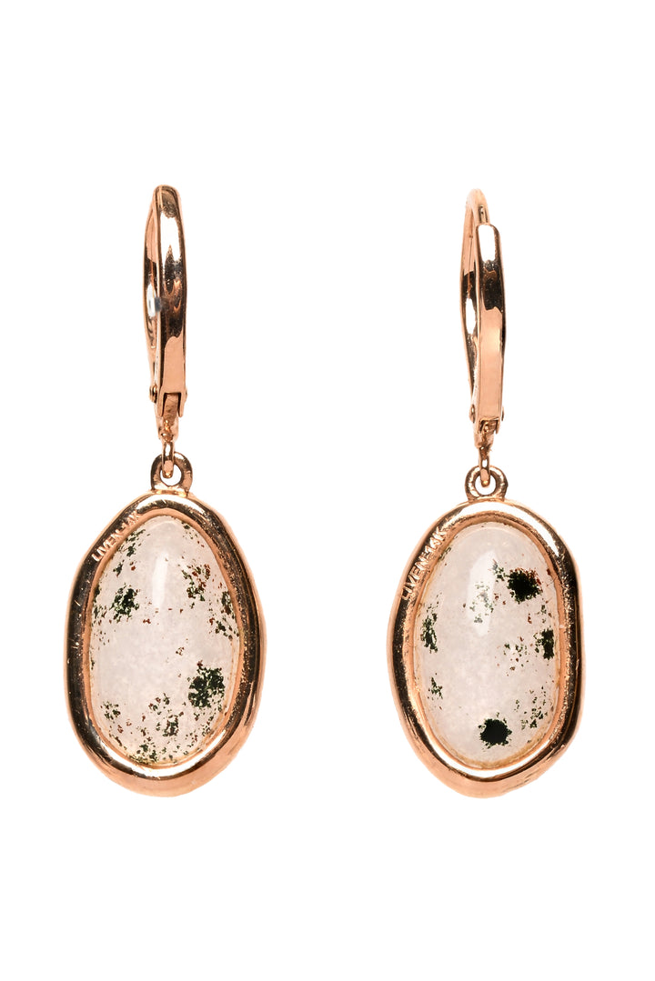 Liven Co 14K Rose Gold Small Organic Shape Labradorite & Diamond Drop Earrings