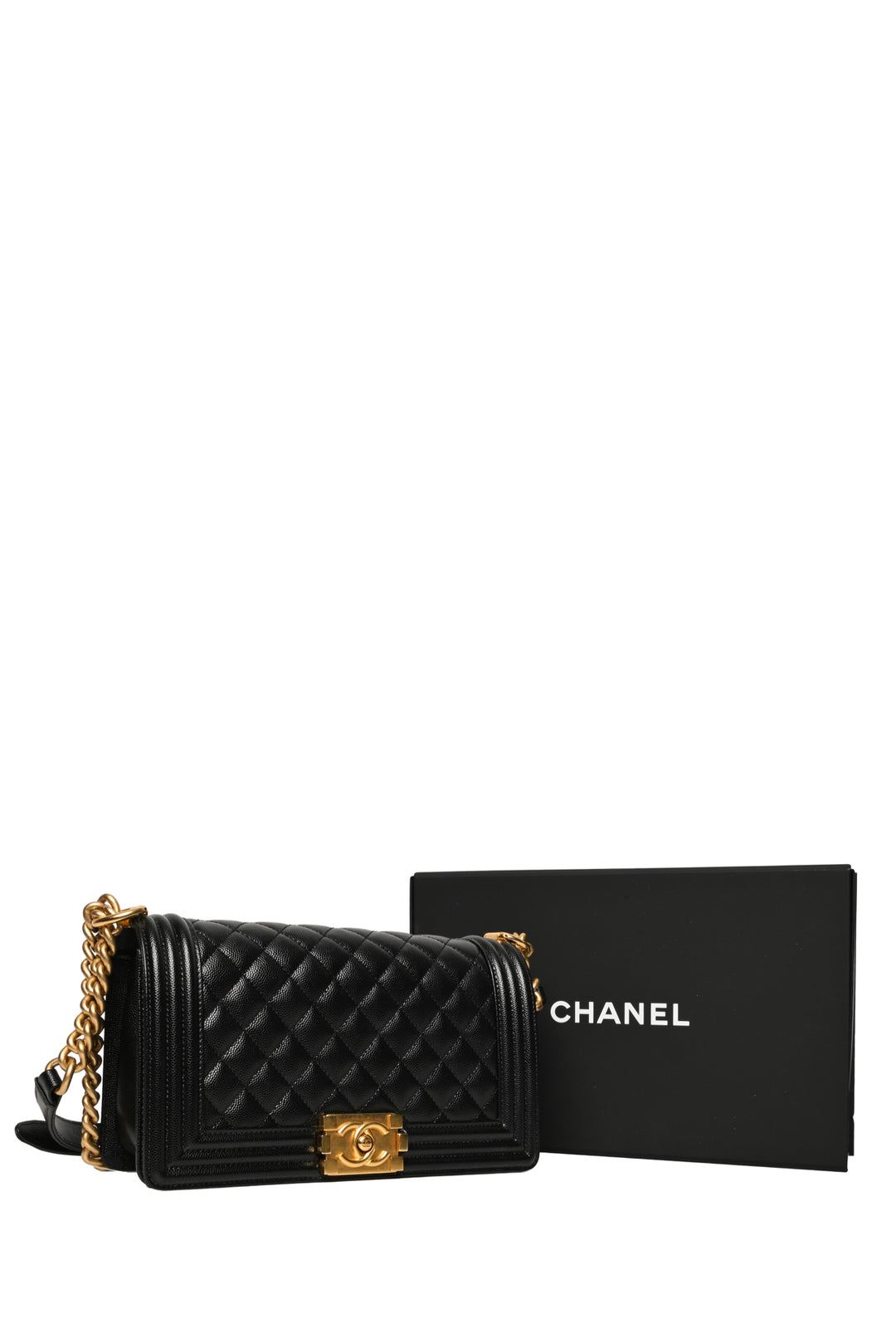 Chanel 2024 Quilted Caviar Medium Boy Bag