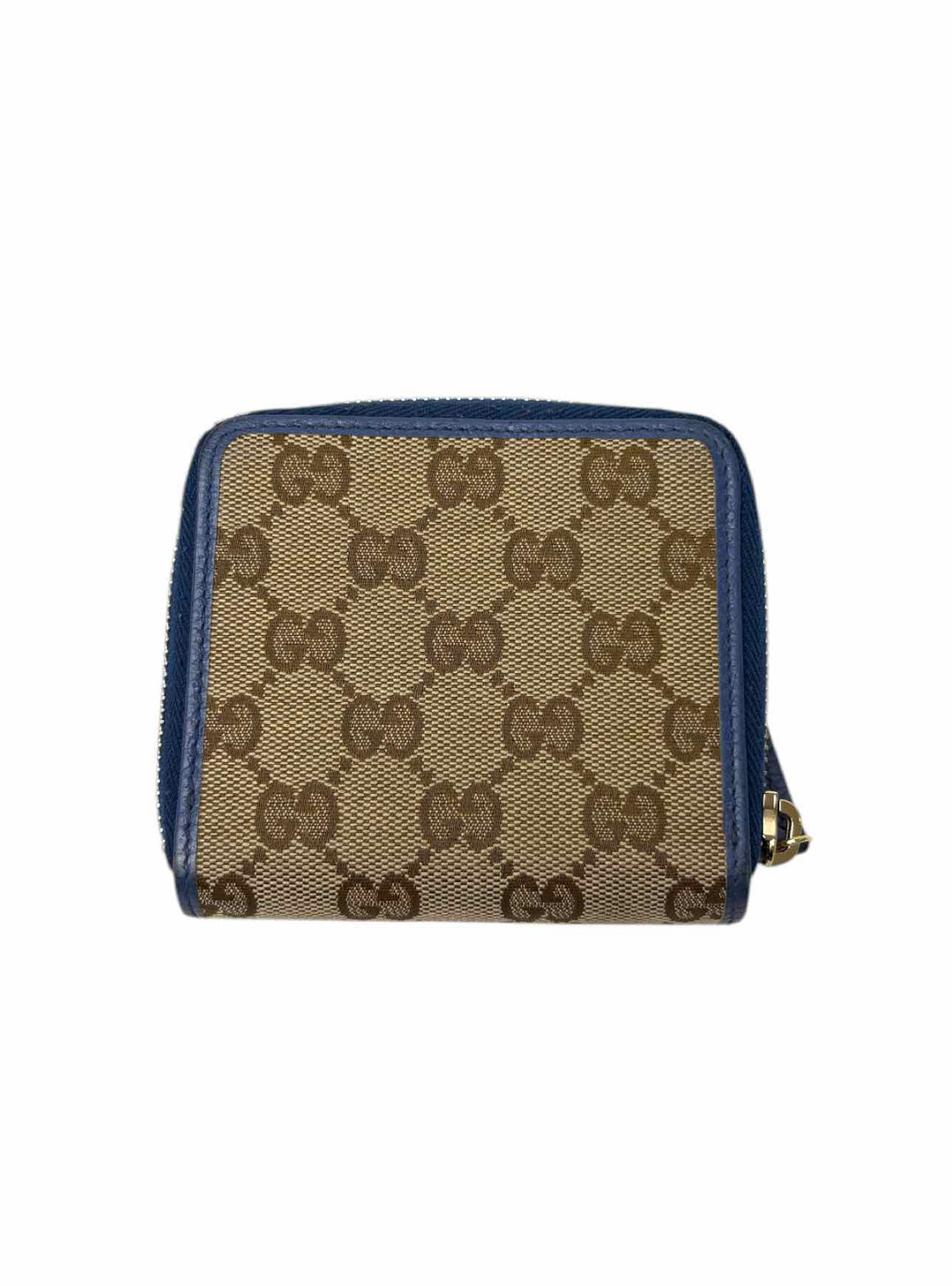 Gucci Size French GG Canvas w/Caspian Blue Leather Wallet
