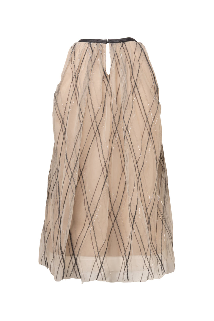 Brunello Cucinelli Size XS Sequin Stripe Tulle Tank Top