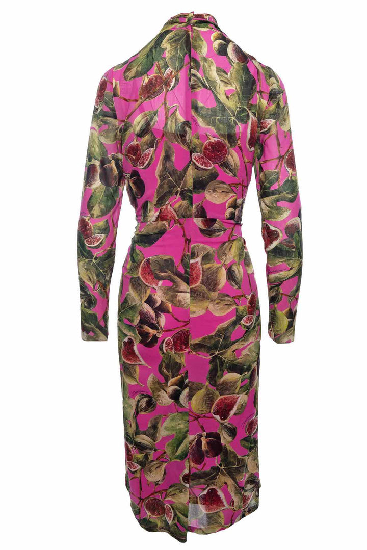 Dolce & Gabbana Size 44 Fig Print Silk Midi Dress