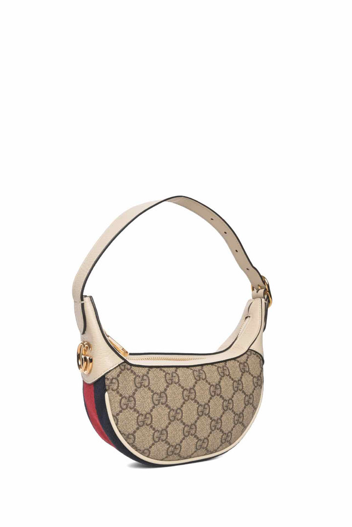 Gucci GG Supreme Web Mini Ophidia Half Moon Hobo