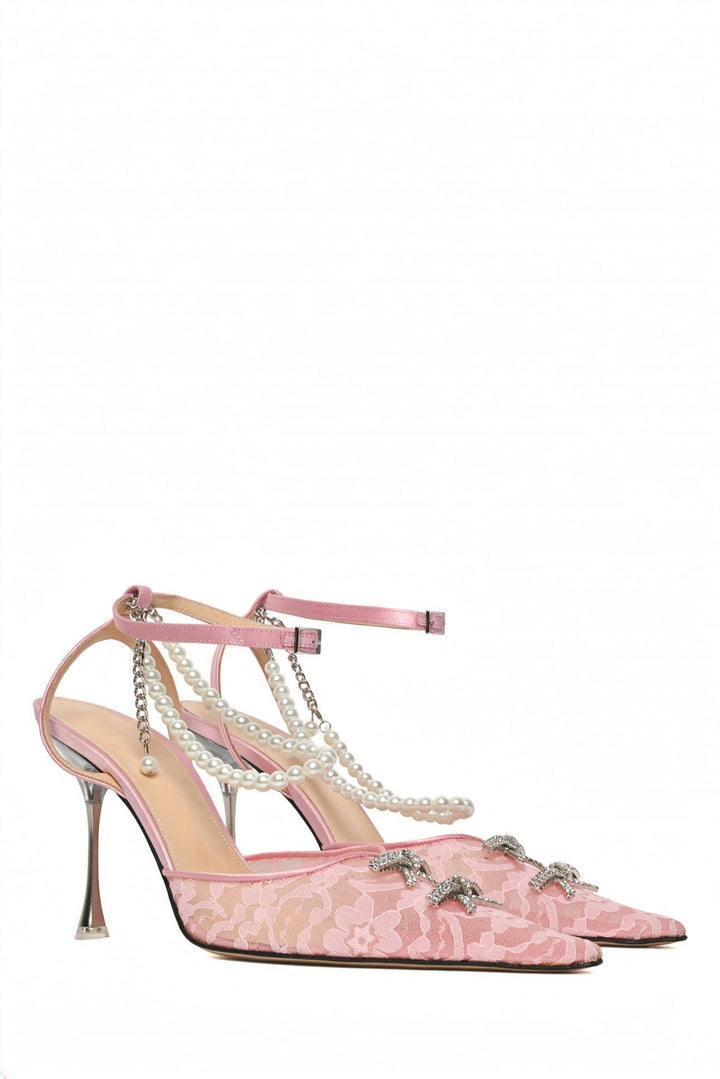Mach & Mach Size 40 Embellished Chantilly Lace Pumps