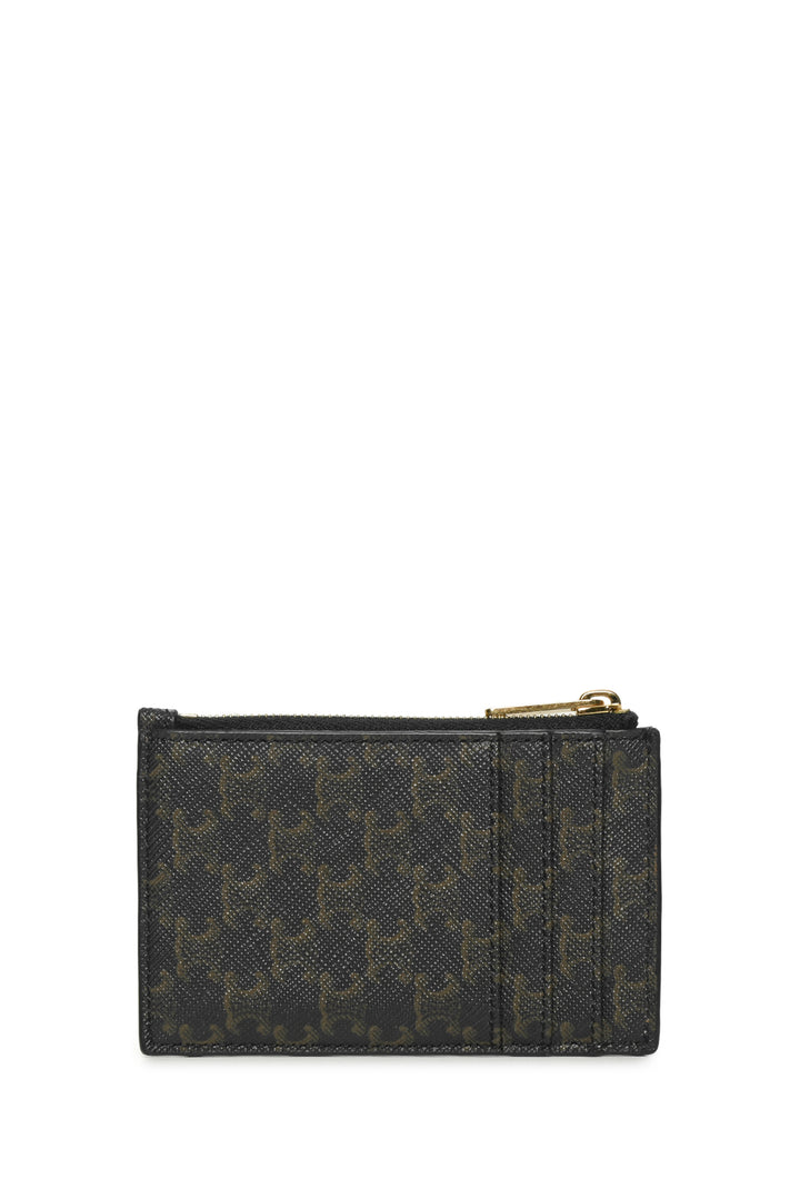 Celine Triomphe Canvas & Lambskin Zipped Card Holder
