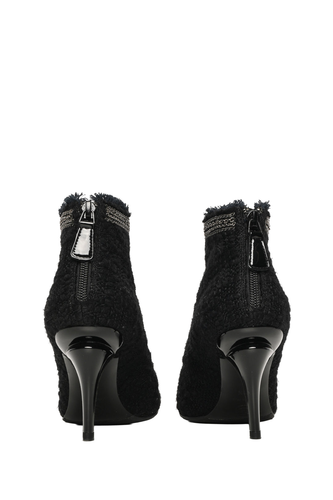 Chanel Size 39.5 Tweed Interlocking CC Cap Toe Ankle Boots