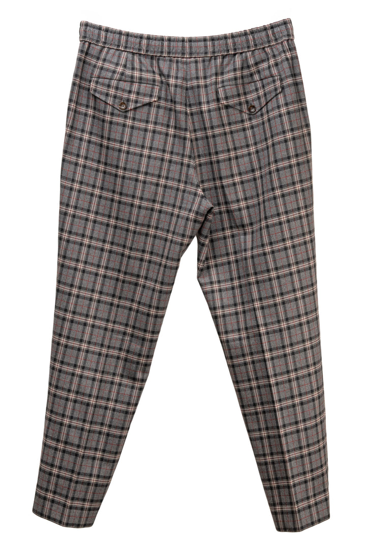 Gucci Size 32 Men's 2018 Elasticized Waistband Check Print Wool Pants