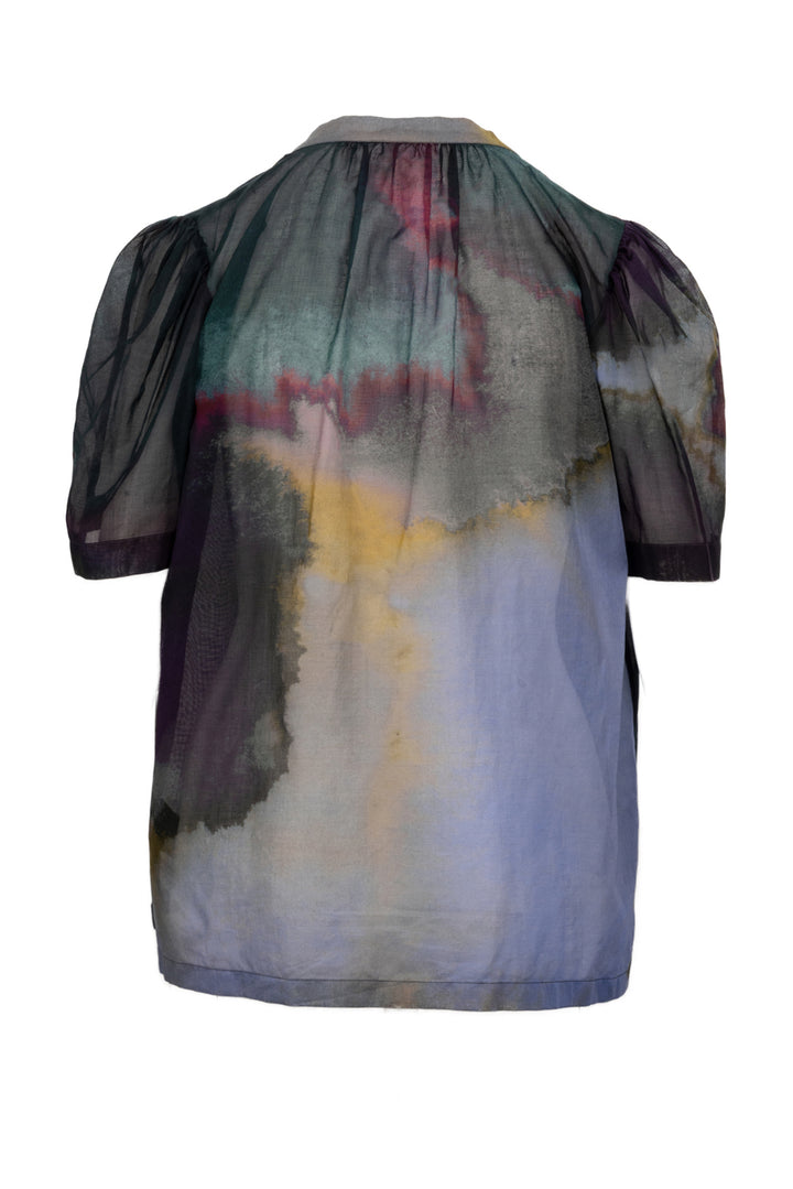 Dries Van Noten Size 36 Puff Sleeve Sheer Shirt