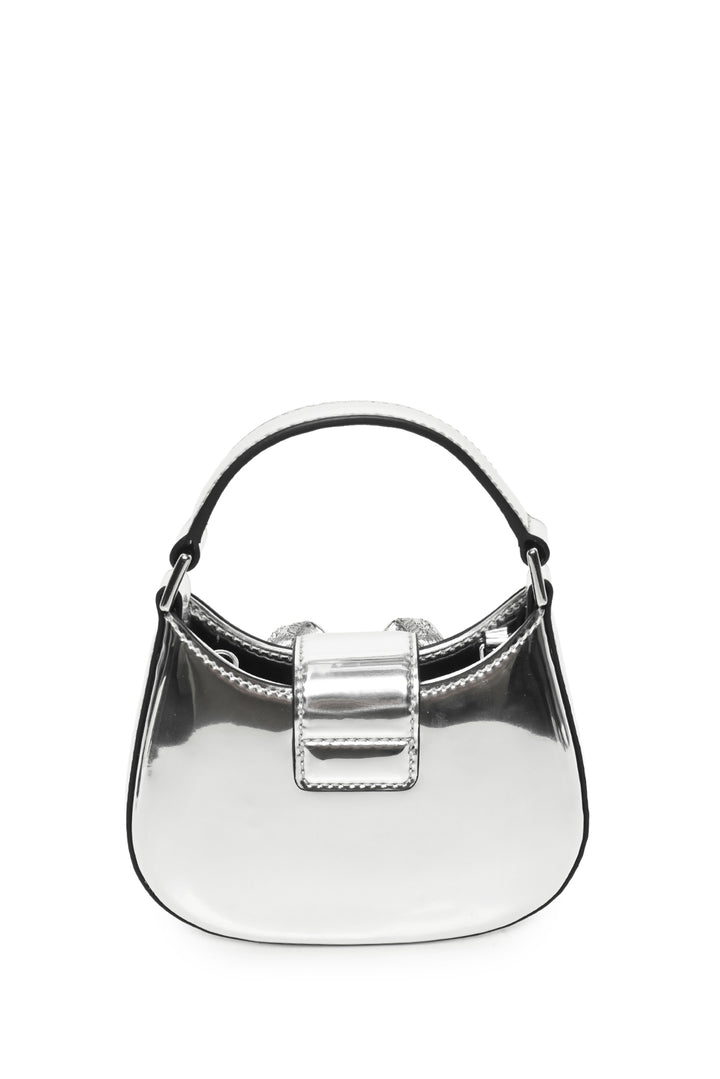 Self Portrait Silver Curved Bow Micro Shoulder Bag