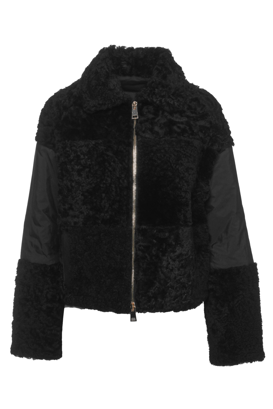 Lorena Antoniazzi Size XS Curly Shearling & Nylon Jacket