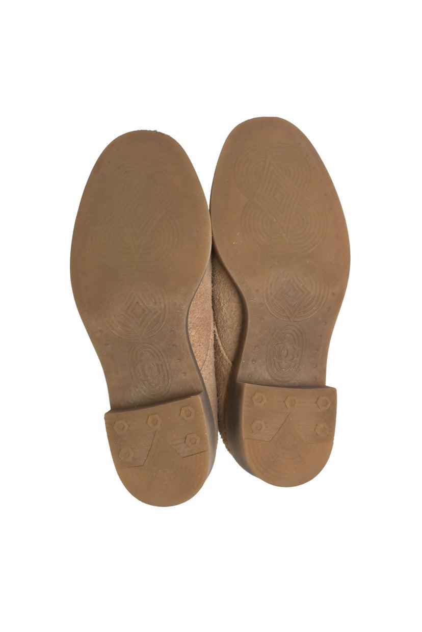 Chanel Size 38.5 Tumbled Suede Desert Ankle Boots