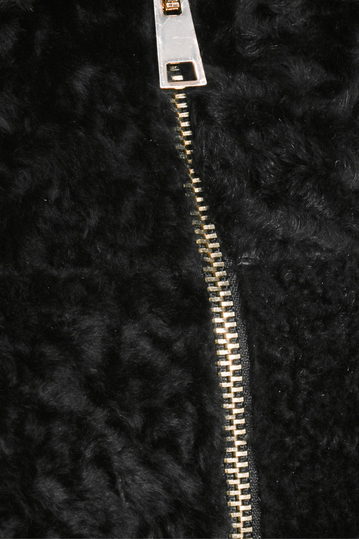 Lorena Antoniazzi Size XS Curly Shearling & Nylon Jacket