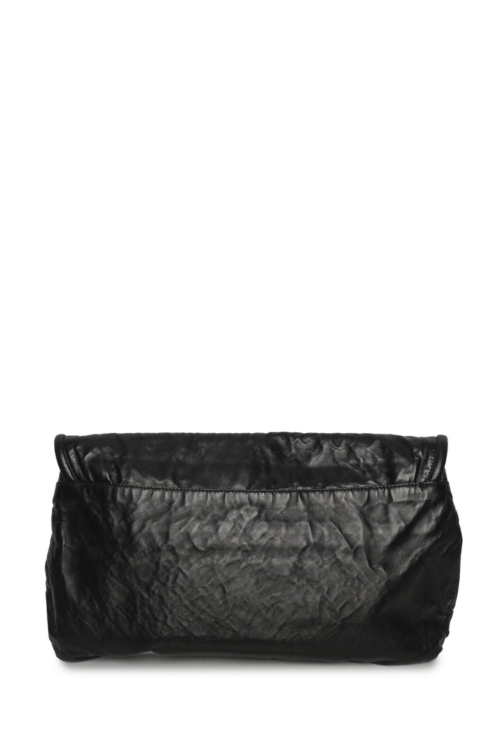 Prada Triangle Logo Large Leather Clutch