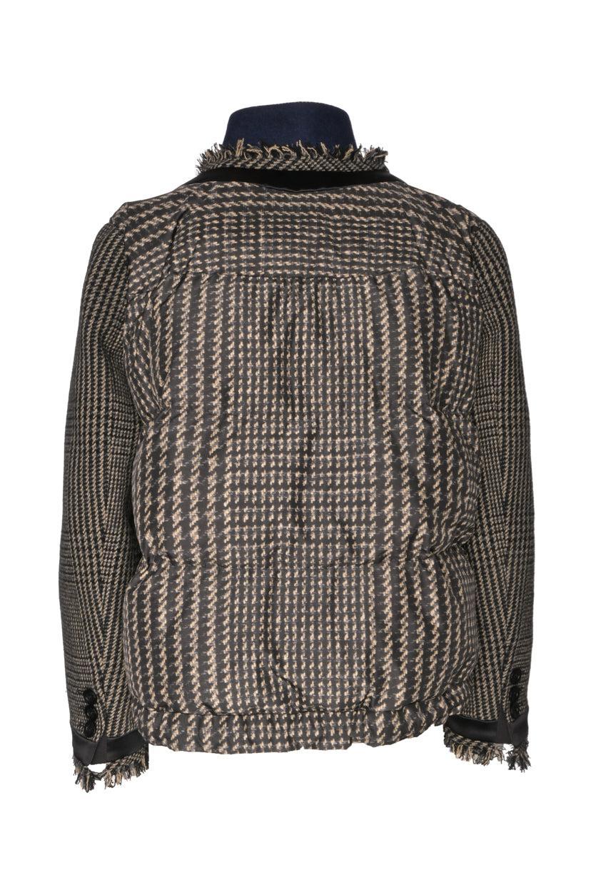 Sacai Size 1 Glencheck Fray-trimmed Padded Jacket
