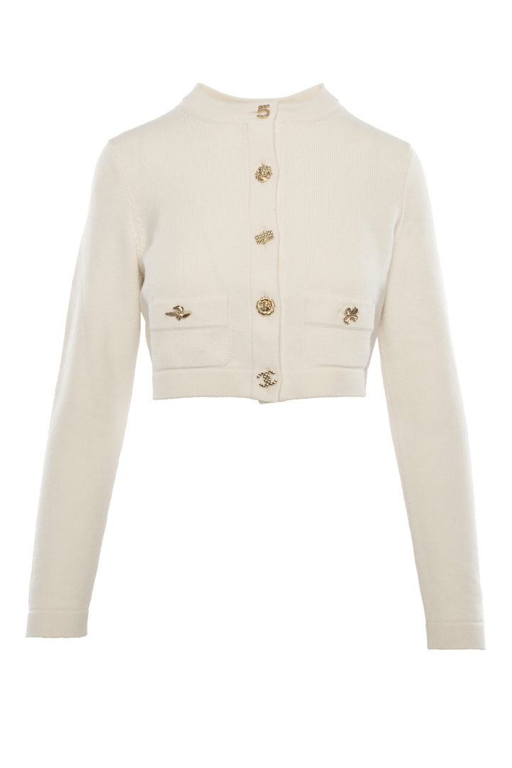 Chanel Size 36 2022 Lucky Charms Cropped Cashmere Cardigan