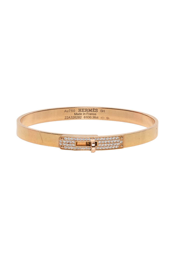 Hermes Size SH 2023 18K Rose Gold Kelly Diamond Bracelet