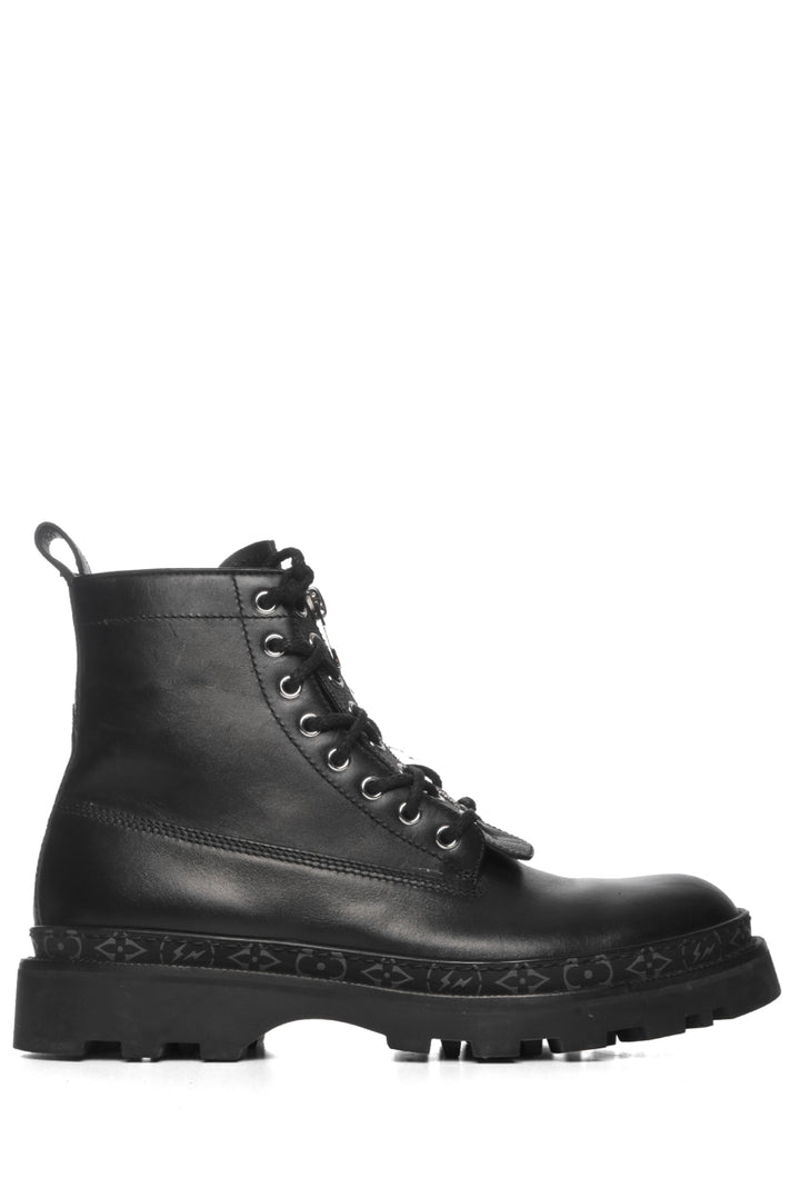 Men's Size 7.5 Louis Vuitton x Fragment Monogram Canvas & Leather Combat Boots