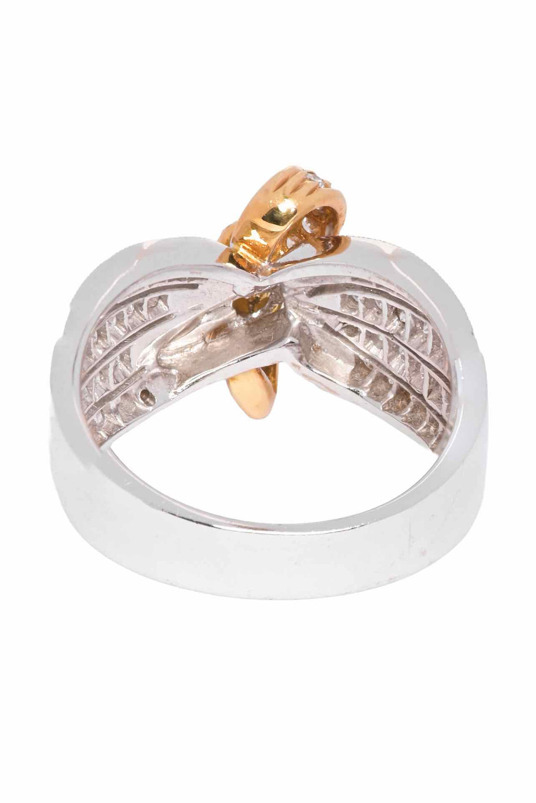 18K Two Tone Bow Diamond Size 3.5 Ring