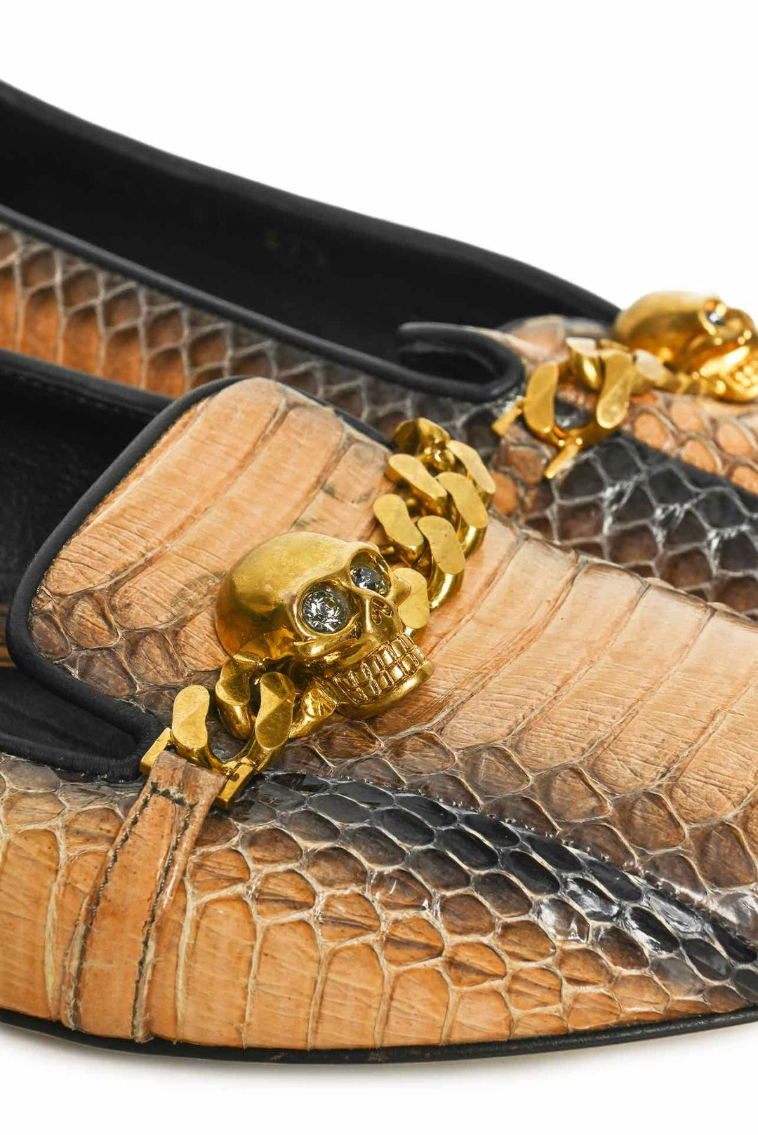 Alexander Mcqueen Size 37.5 Python Skull Chain Flats