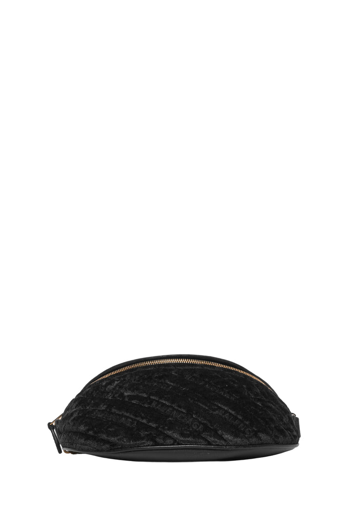Balenciaga Crushed Velvet Logo Embossed Souvenir Belt Bag