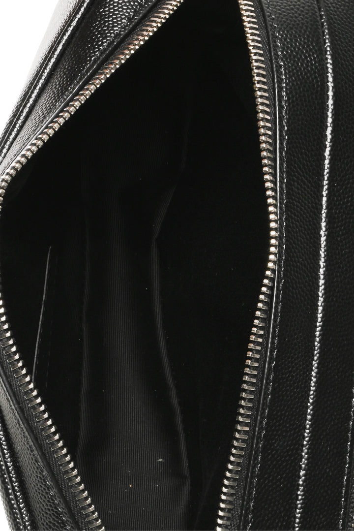 Saint Laurent Double Zip Leather Toiletry Case