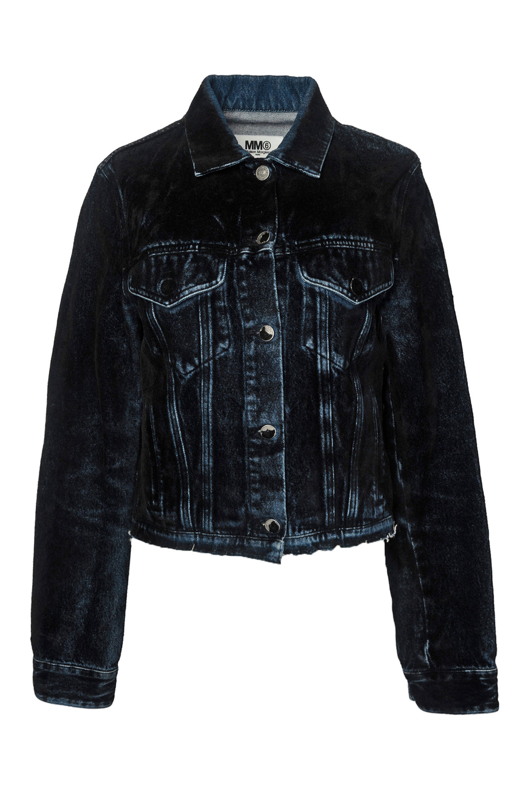 MM6 Size 42 Velour Coated Cropped Denim Jacket