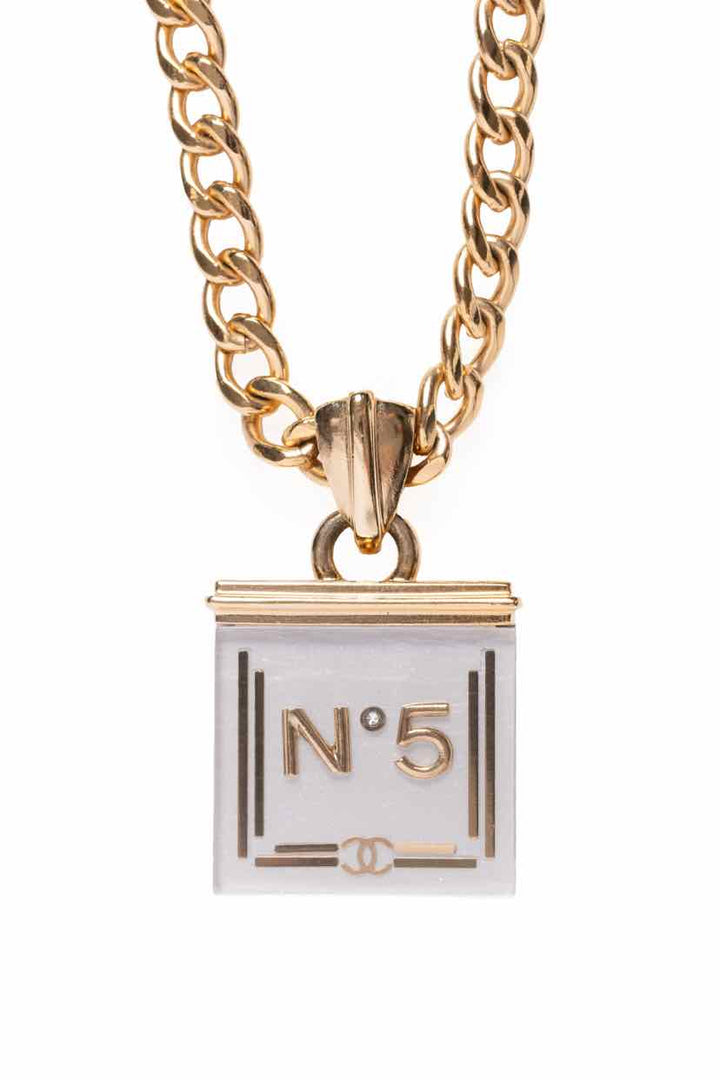 Chanel 2021 Resin No.5 Square Pendant Necklace