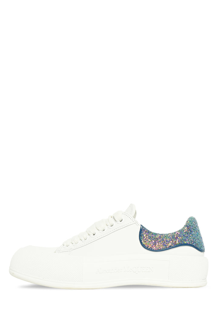 Alexander Mcqueen Size 39 Deck Plimsoll Glitter Tab Low Top Sneaker