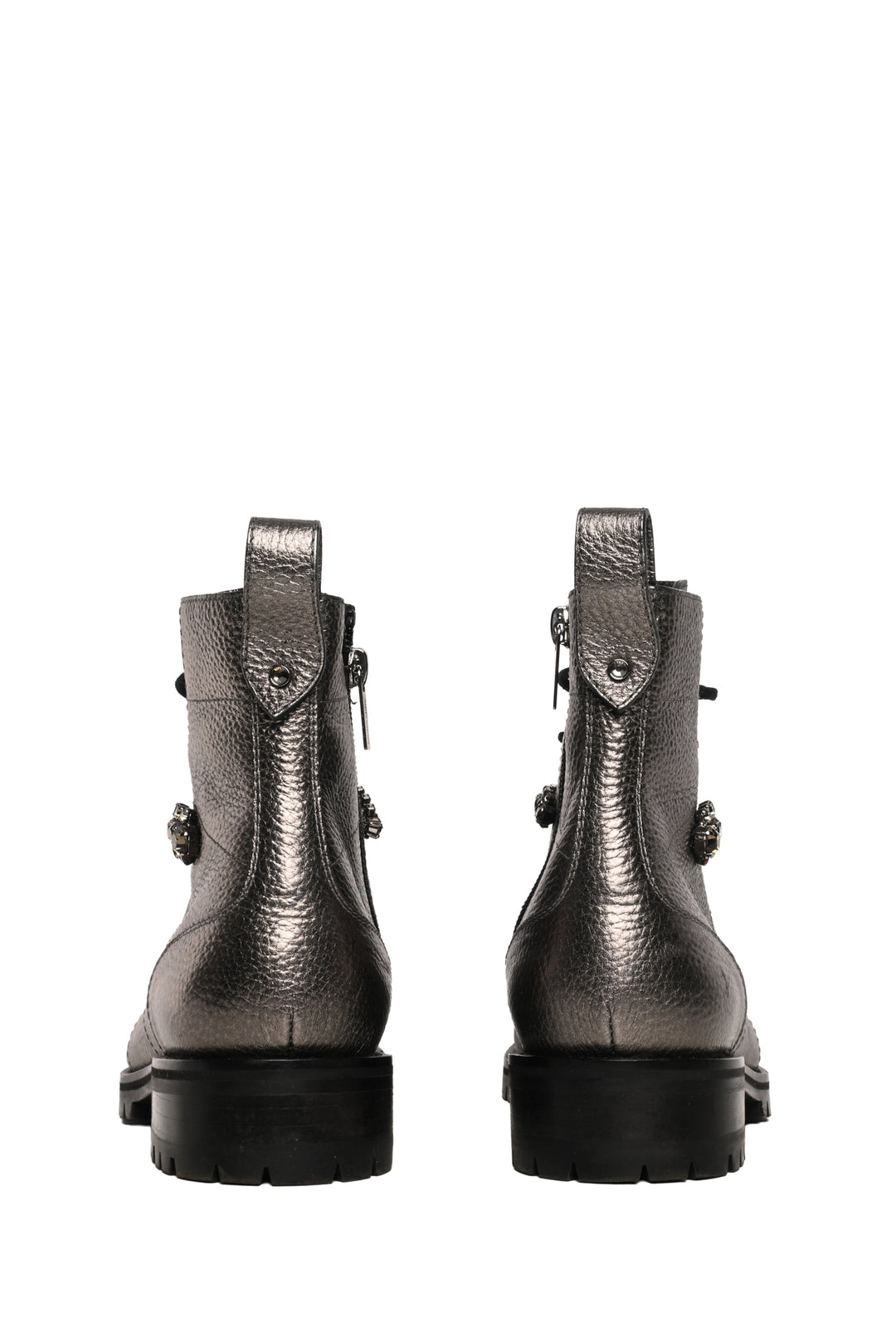 Jimmy Choo Size 39.5 Crystal Embellished Cruz Combat Ankle Boots