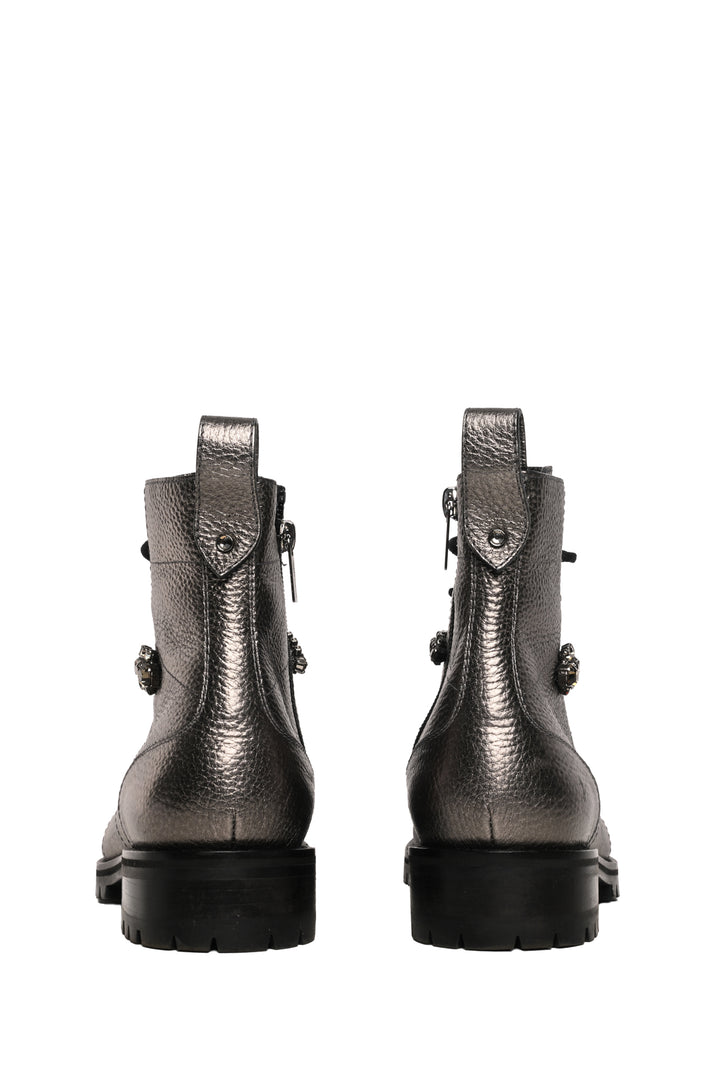 Jimmy Choo Size 39.5 Crystal Embellished Cruz Combat Ankle Boots
