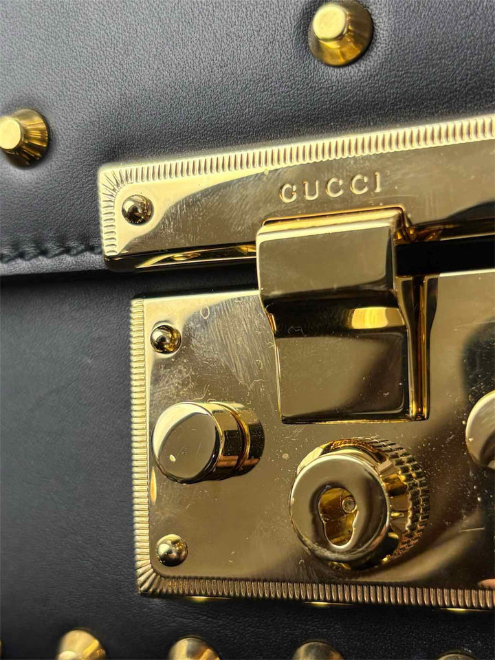 Gucci Small Studded Leather Padlock Purse