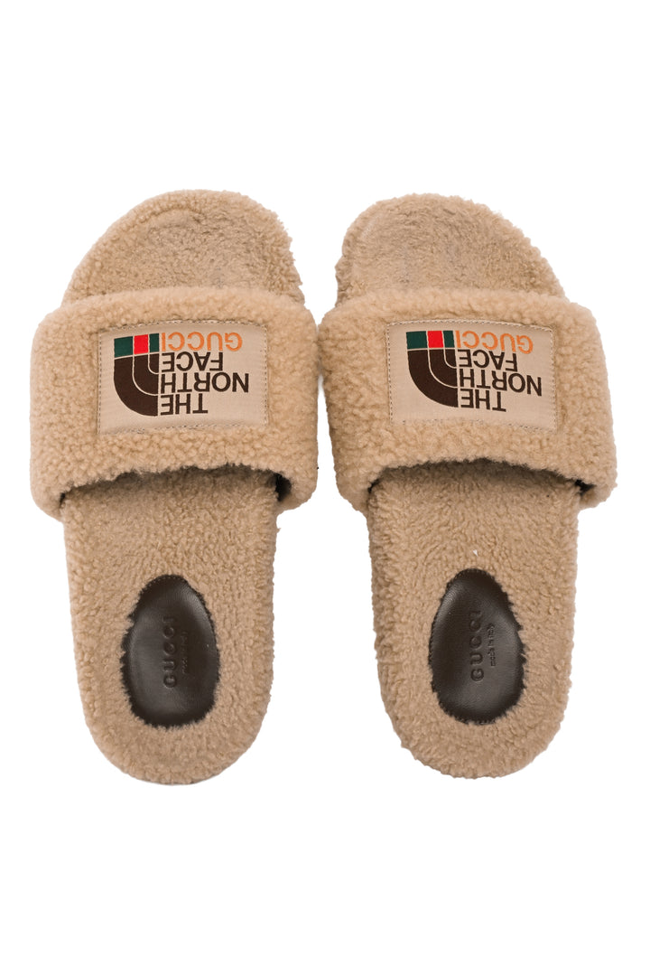 Gucci x North Face Size 38 Shearling Slides