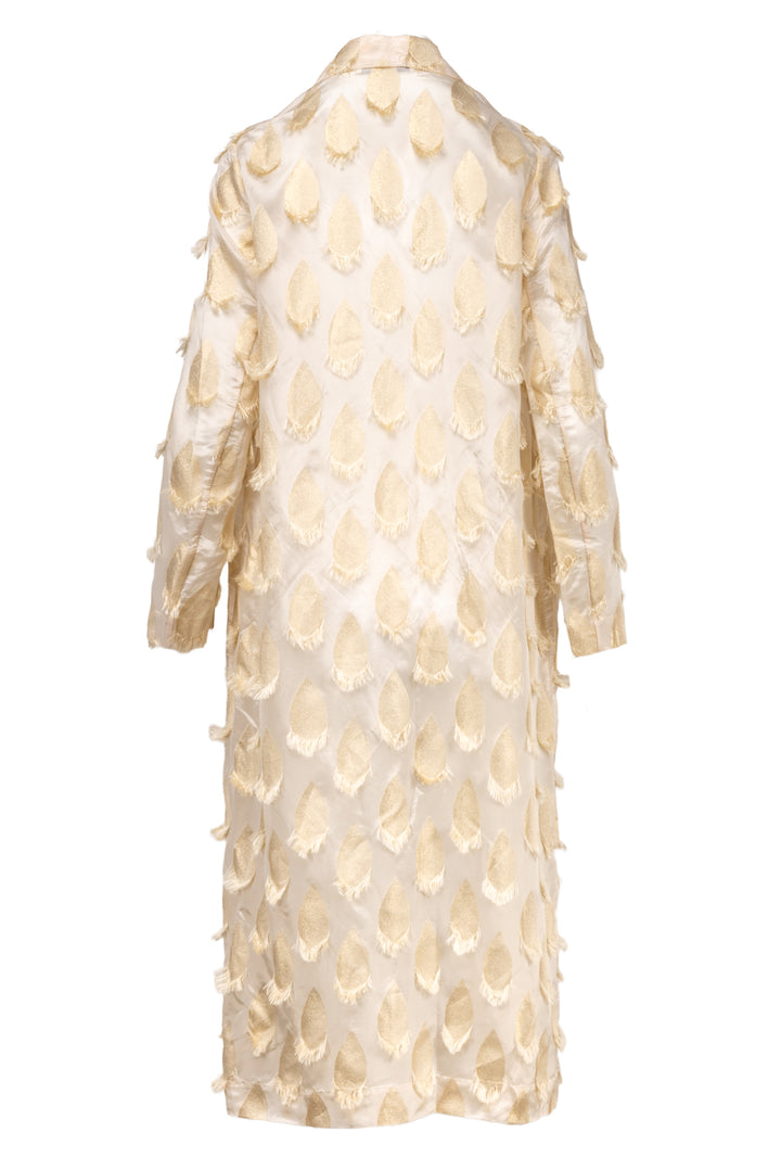 ZhuChongYun Size S Raw Edge Tear Drop Print Kimono