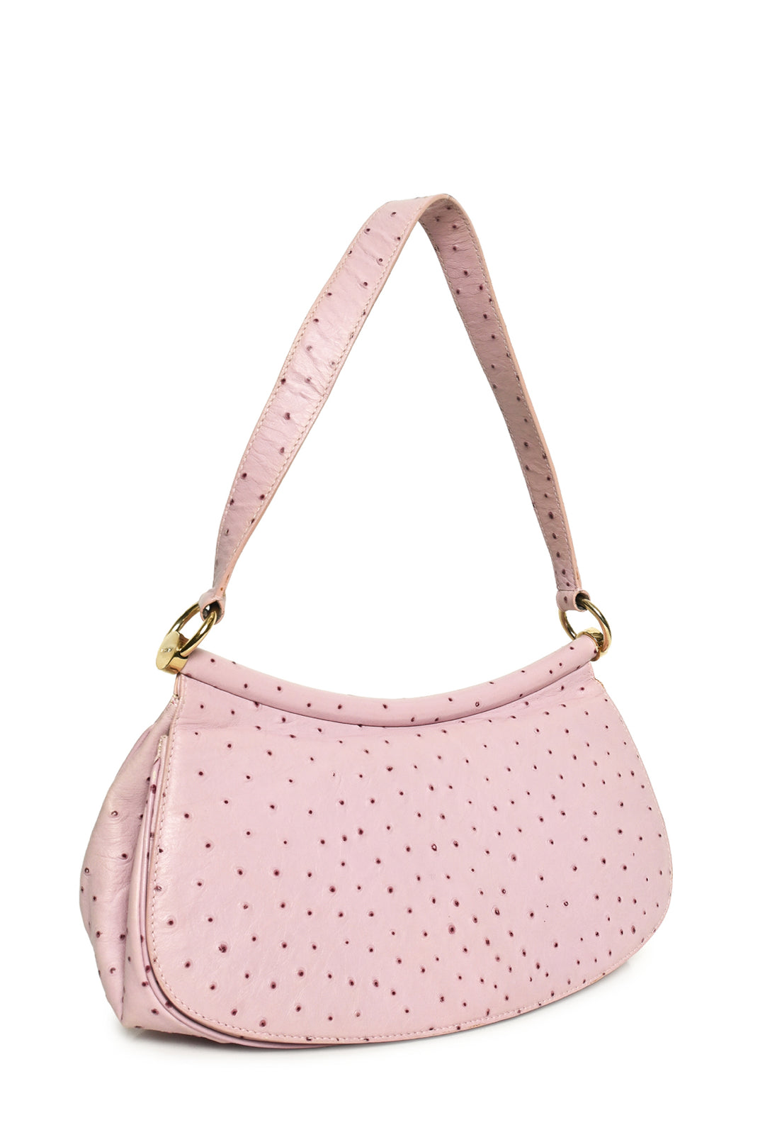 Escada Ostrich Leather Flap Shoulder Bag