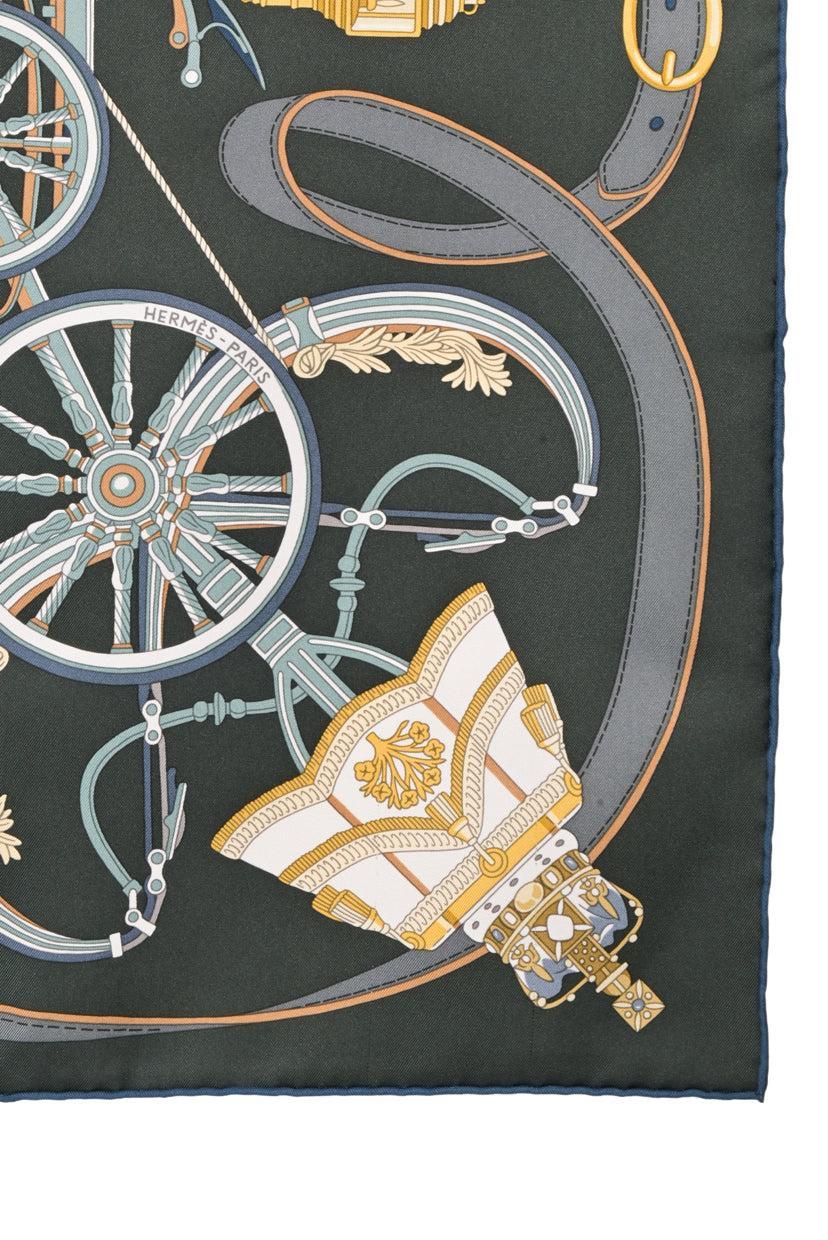 Hermes Stately Wheels Printed Silk Square Scarf