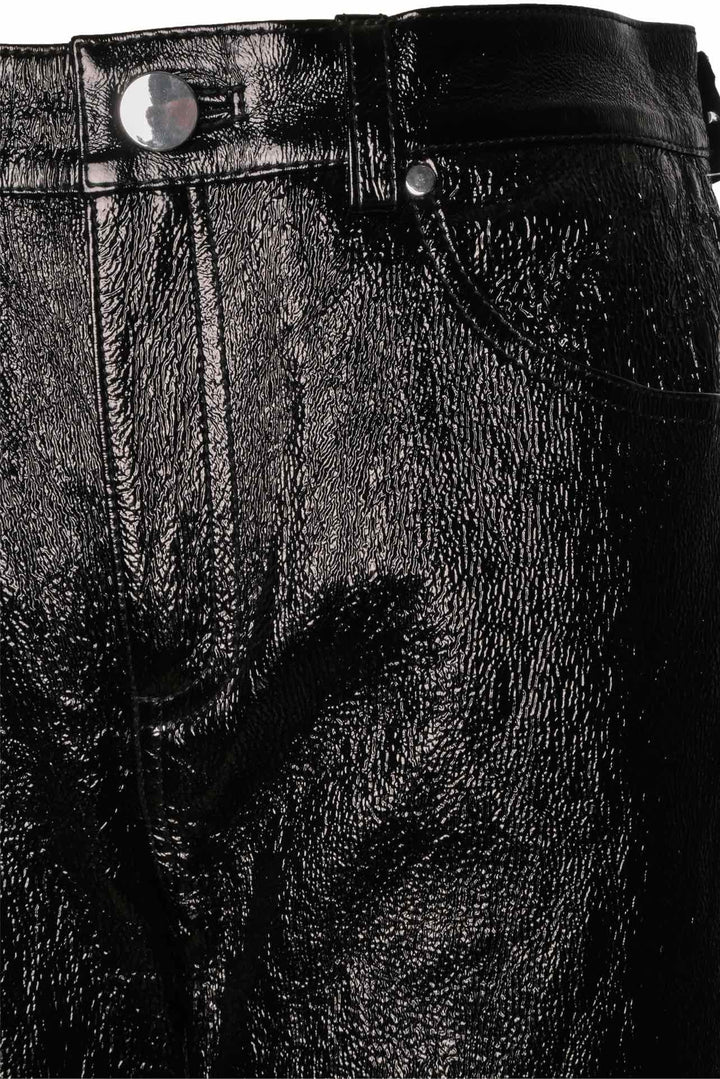 NBD Size S Crinkled-Finish Bonded Patent Leather Pants