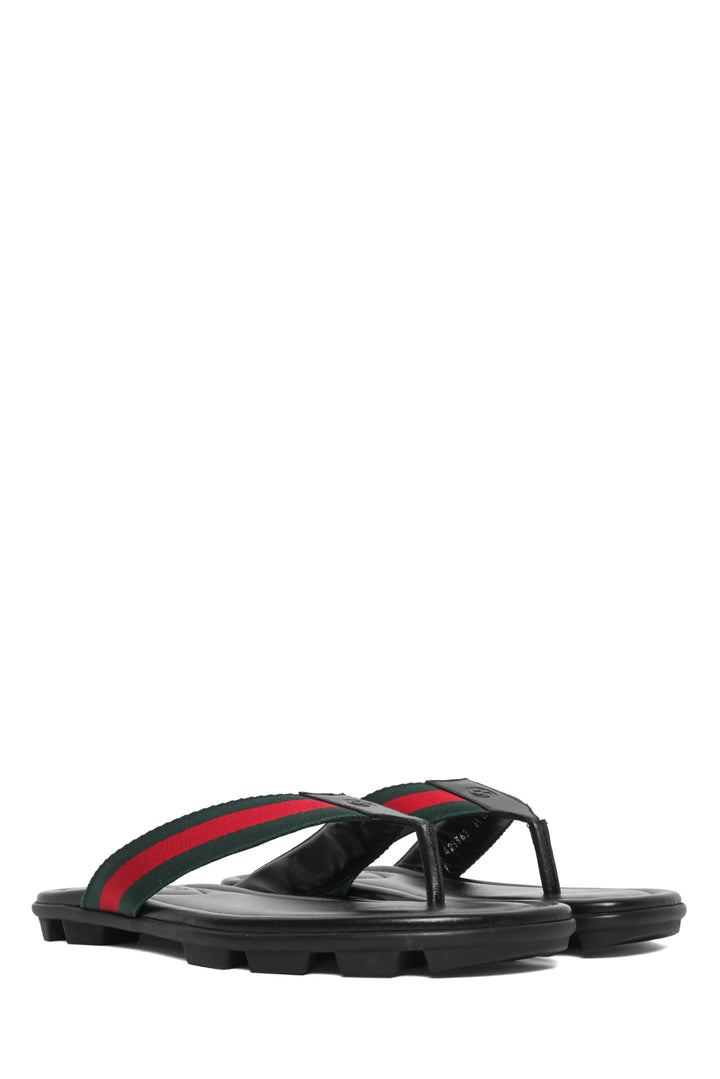 Gucci Size 8.5 Web Cleat Sole Thong Sandals