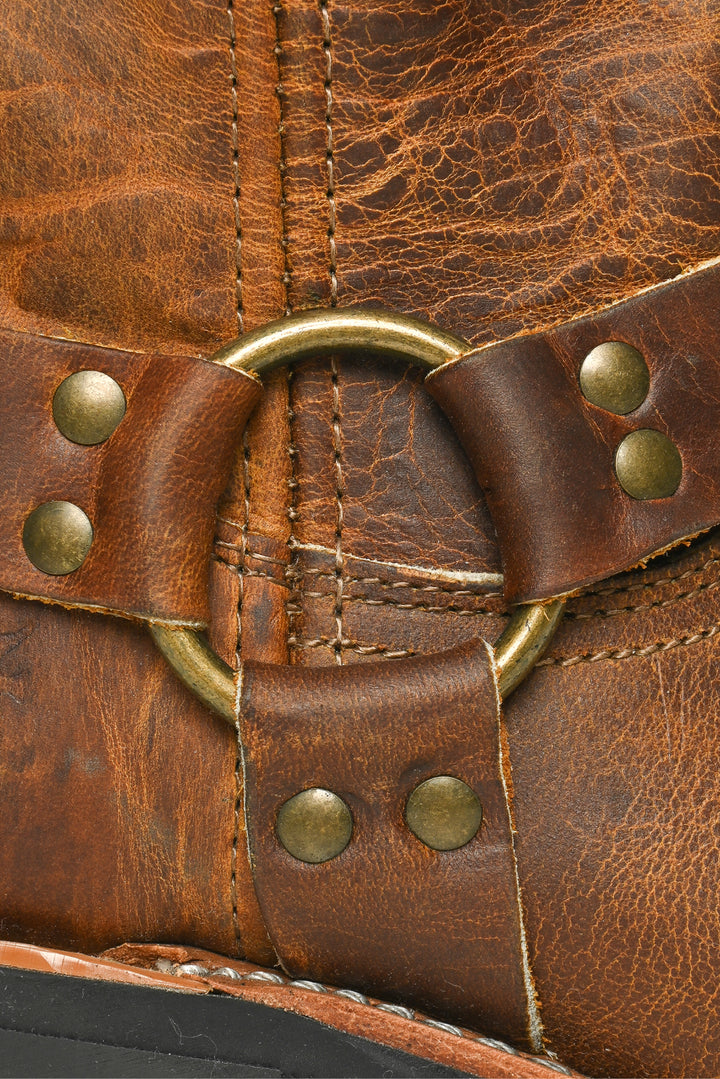 Frye Size 7.5 Oiled Leather Harness Mid-Calf Boots