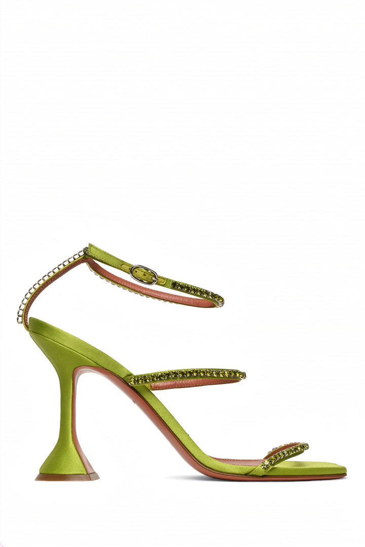 Amina Muaddi Size 39 Gilda Crystal Satin Sandals