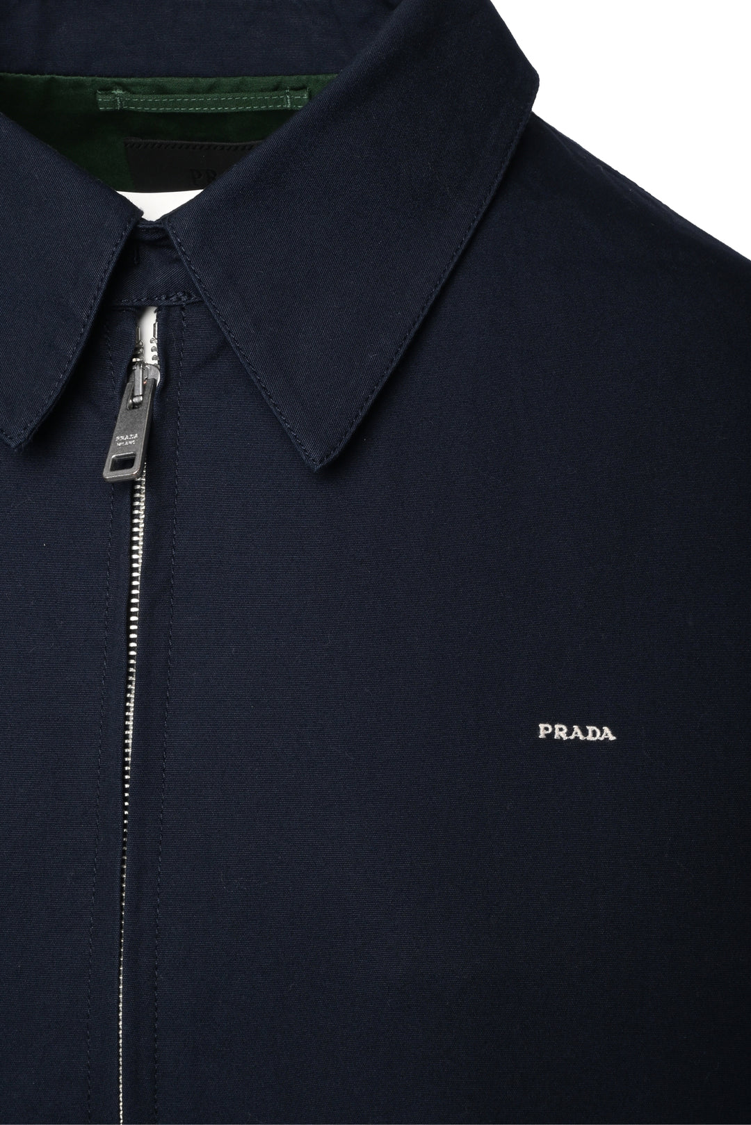 Prada Size 42 Men's 2025 Logo Embroidered Cotton Zip Jacket