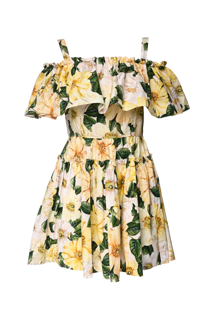 Dolce & Gabbana Size 10 Floral Print Cotton Poplin Mini Dress