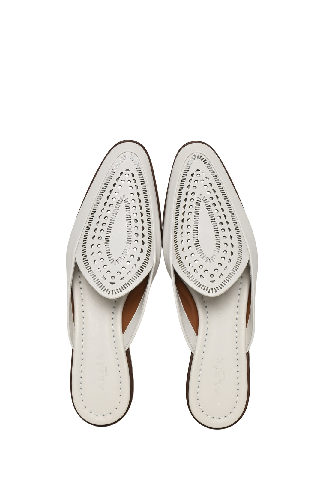 Alaia Size 37.5 Laser-cut Leather Mules