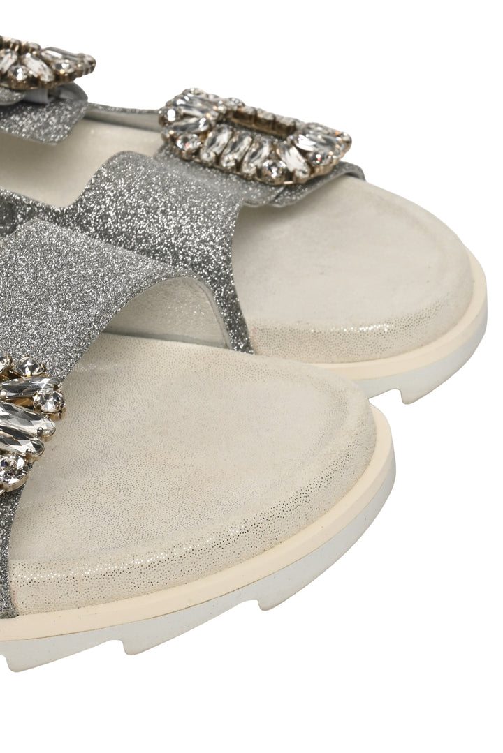 Roger Vivier Size 40 Slidy Viv Glitter Sandals