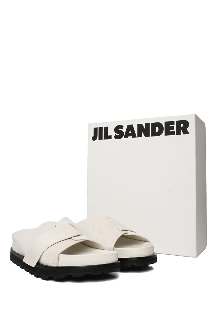 Jil Sander Size 40 Cross Strap Pony Slides